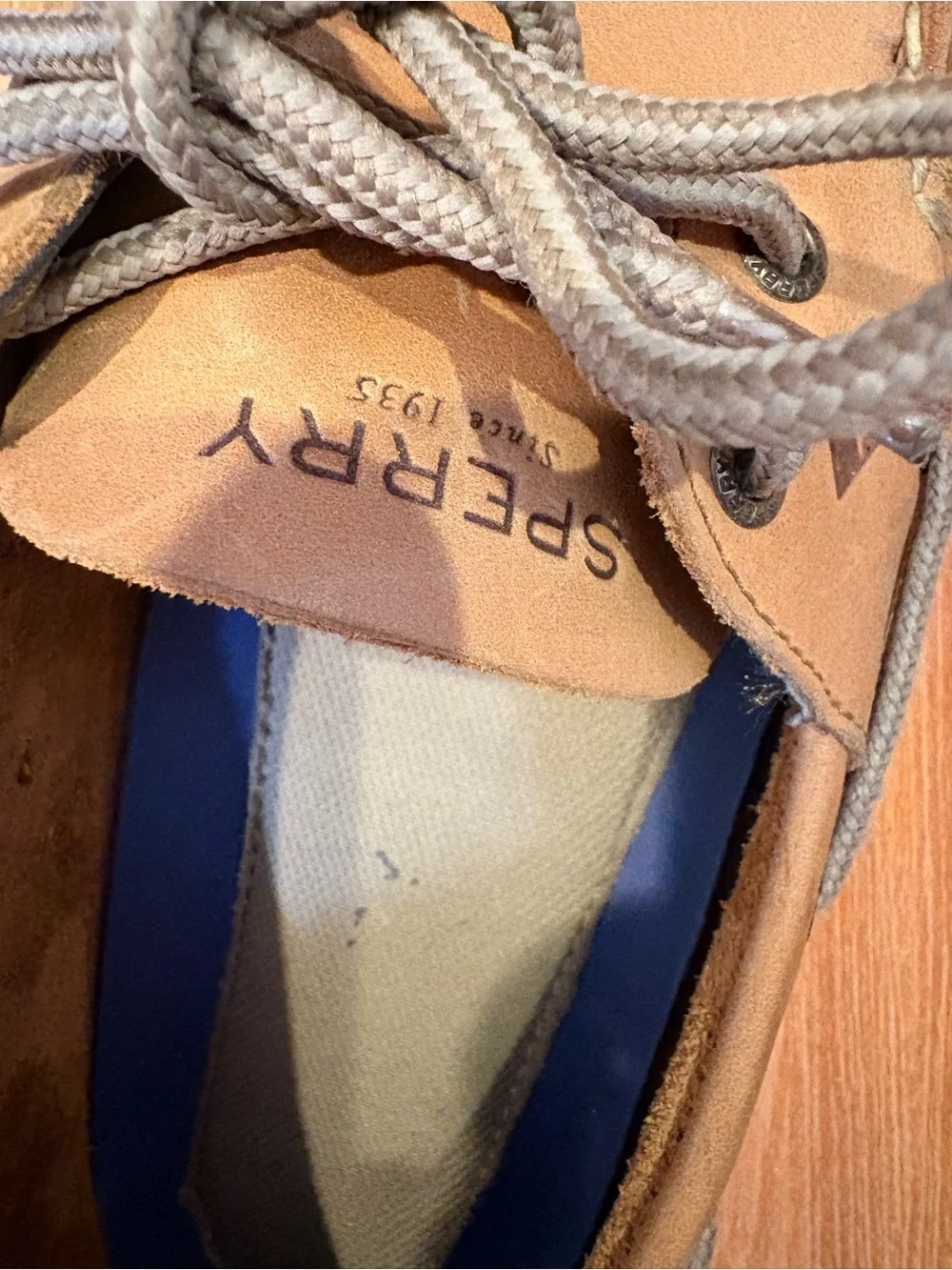 Pre Own Sperry Top-Sider Leather Authentic Boat Shoes Tan/Brown- Size 12